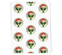 Azeeda A1 'Green Alien Wearing Santa Hat' Gift Wrap/Wrapping Paper Sheet (GI00124925)