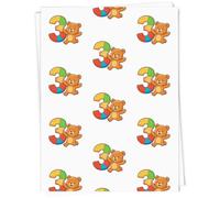 Azeeda A1 'Number 3 Birthday Bear' Gift Wrap/Wrapping Paper Sheet (GI00122546)