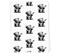 Azeeda A1 'Scruffy Teddy Bear Playing Guitar' Gift Wrap/Wrapping Paper Sheet (GI00115243)