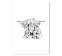 Azeeda A2 'Highland Cow Line Drawing' Wall Poster/Print (PP00334897)