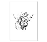 Azeeda A2 'Highland Cow with Hearts' Wall Poster/Print (PP00334543)