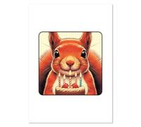Azeeda A2 'Red Squirrel Holding Cake' Wall Poster/Print (PP00343826)