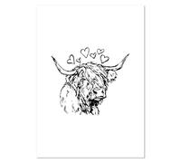 Azeeda A3 'Highland Cow with Hearts' Wall Poster/Print (PP00334542)