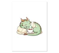 Azeeda A3 'Sleepy Dragon Curled Around Teacup' Wall Poster/Print (PP00352711)