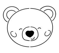 Azeeda A4 'Happy Bear Face' Wall Stencil/Template (WS00053569)