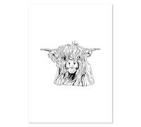Azeeda A4 'Highland Cow Line Drawing' Wall Poster/Print (PP00334895)