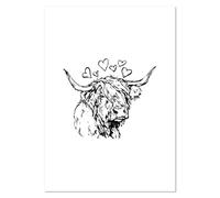 Azeeda A4 'Highland Cow with Hearts' Wall Poster/Print (PP00334541)