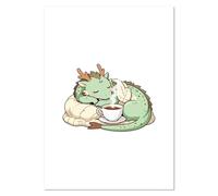 Azeeda A4 'Sleepy Dragon Curled Around Teacup' Wall Poster/Print (PP00352710)