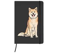 Azeeda A5 'Akita Inu Sitting Dog' Black Hardcover Ruled Notebook (NB00083793)