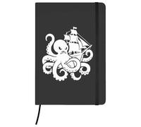 Azeeda A5 'Angry Octopus Attacking Ship' Black Hardcover Ruled Notebook (NB00094712)