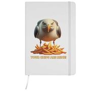 Azeeda A5 'Angry Seagull With Chips' White Hardcover Ruled Notebook (NB00090744)