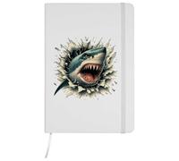 Azeeda A5 'Angry Shark Breakout' White Hardcover Ruled Notebook (NB00087346)