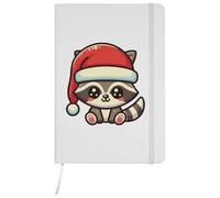 Azeeda A5 'Baby Raccoon Wearing Santa Hat' White Hardcover Ruled Notebook (NB00084866)