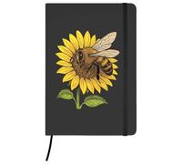 Azeeda A5 'Bee Pollinating A Sunflower In The Garden' Black Hardcover Ruled Notebook (NB00084305)
