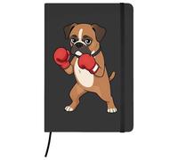 Azeeda A5 'Boxing Boxer Dog' Black Hardcover Ruled Notebook (NB00090617)