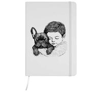 Azeeda A5 'Boy with French Bulldog' White Hardcover Ruled Notebook (NB00083500)