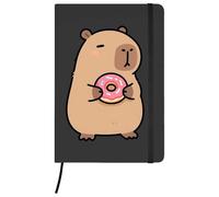 Azeeda A5 'Capybara with Donut' Black Hardcover Ruled Notebook (NB00094592)