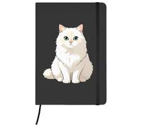 Azeeda A5 'Cartoon Turkish Angora Cat' Black Hardcover Ruled Notebook (NB00090077)