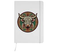 Azeeda A5 'Celtic Highland Cow' White Hardcover Ruled Notebook (NB00087358)