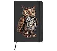 Azeeda A5 'Clockwork Owl' Black Hardcover Ruled Notebook (NB00088713)
