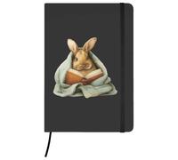 Azeeda A5 'Cozy Reading Bunny' Black Hardcover Ruled Notebook (NB00091491)