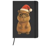 Azeeda A5 'Cute Christmas Capybara' Black Hardcover Ruled Notebook (NB00086392)