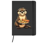 Azeeda A5 'Cute Otter With Fish & Chips' Black Hardcover Ruled Notebook (NB00092896)