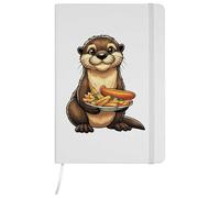 Azeeda A5 'Cute Otter With Fish & Chips' White Hardcover Ruled Notebook (NB00092895)