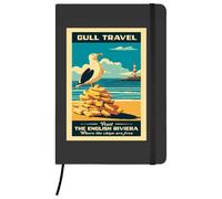 Azeeda A5 'English Riviera Gull With Chips' Black Hardcover Ruled Notebook (NB00091255)