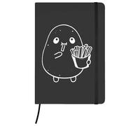 Azeeda A5 'Funny Cute Potato Eating Chips' Black Hardcover Ruled Notebook (NB00094656)