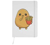 Azeeda A5 'Funny Cute Potato Eating Chips' White Hardcover Ruled Notebook (NB00094625)