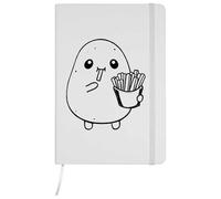 Azeeda A5 'Funny Cute Potato Eating Chips' White Hardcover Ruled Notebook (NB00094655)