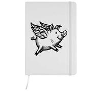 Azeeda A5 'Funny Flying Pig' White Hardcover Ruled Notebook (NB00094697)
