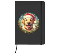 Azeeda A5 'Golden Labrador Wearing Santa Hat' Black Hardcover Ruled Notebook (NB00084686)