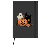 Azeeda A5 'Happy Halloween Ghost & Pumpkins' Black Hardcover Ruled Notebook (NB00082641)