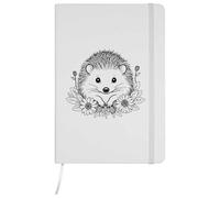 Azeeda A5 'Hedgehog & Flowers' White Hardcover Ruled Notebook (NB00091410)