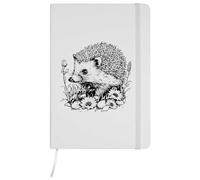 Azeeda A5 'Hedgehog with Flowers' White Hardcover Ruled Notebook (NB00064758)