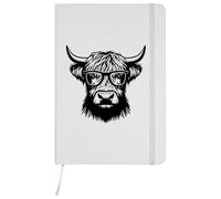 Azeeda A5 'Highland Cow Wearing Glasses' White Hardcover Ruled Notebook (NB00075710)
