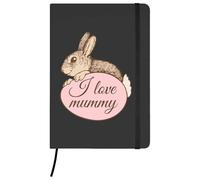 Azeeda A5 'I Love Mummy Bunny' Black Hardcover Ruled Notebook (NB00092377)