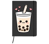 Azeeda A5 'Kawaii Bubble Tea' Black Hardcover Ruled Notebook (NB00090657)