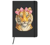 Azeeda A5 'Majestic Tiger with Pink Bows' Black Hardcover Ruled Notebook (NB00094022)