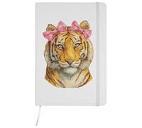 Azeeda A5 'Majestic Tiger with Pink Bows' White Hardcover Ruled Notebook (NB00094021)