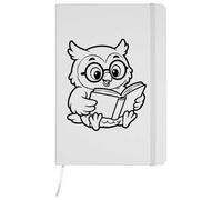Azeeda A5 'Owl Wearing Round Spectacles Reading Book' White Hardcover Ruled Notebook (NB00097324)