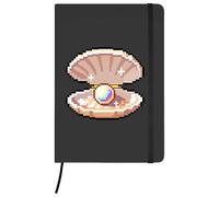 Azeeda A5 'Pixel Pearl Inside Clam Shell' Black Hardcover Ruled Notebook (NB00089942)