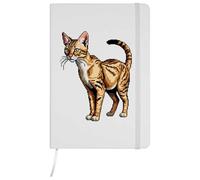 Azeeda A5 'Pixel Style Savannah Cat' White Hardcover Ruled Notebook (NB00090062)