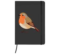 Azeeda A5 'Robin Red Breast' Black Hardcover Ruled Notebook (NB00089692)