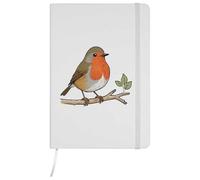 Azeeda A5 'Robin Red Breast on Branch' White Hardcover Ruled Notebook (NB00089693)