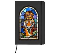Azeeda A5 'Stained Glass Tiger' Black Hardcover Ruled Notebook (NB00092692)