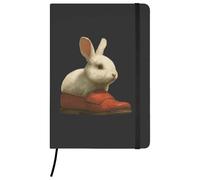 Azeeda A5 'White Bunny in Red Shoe' Black Hardcover Ruled Notebook (NB00091483)