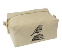 Azeeda 'Academic Robin Standing On Books' Canvas Wash Bag/Makeup Case (CS00045456)